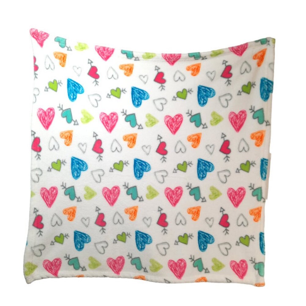 Zak & Zoey Multi Color Hearts Baby Soft Lovey Security Blanket 31" X 30"